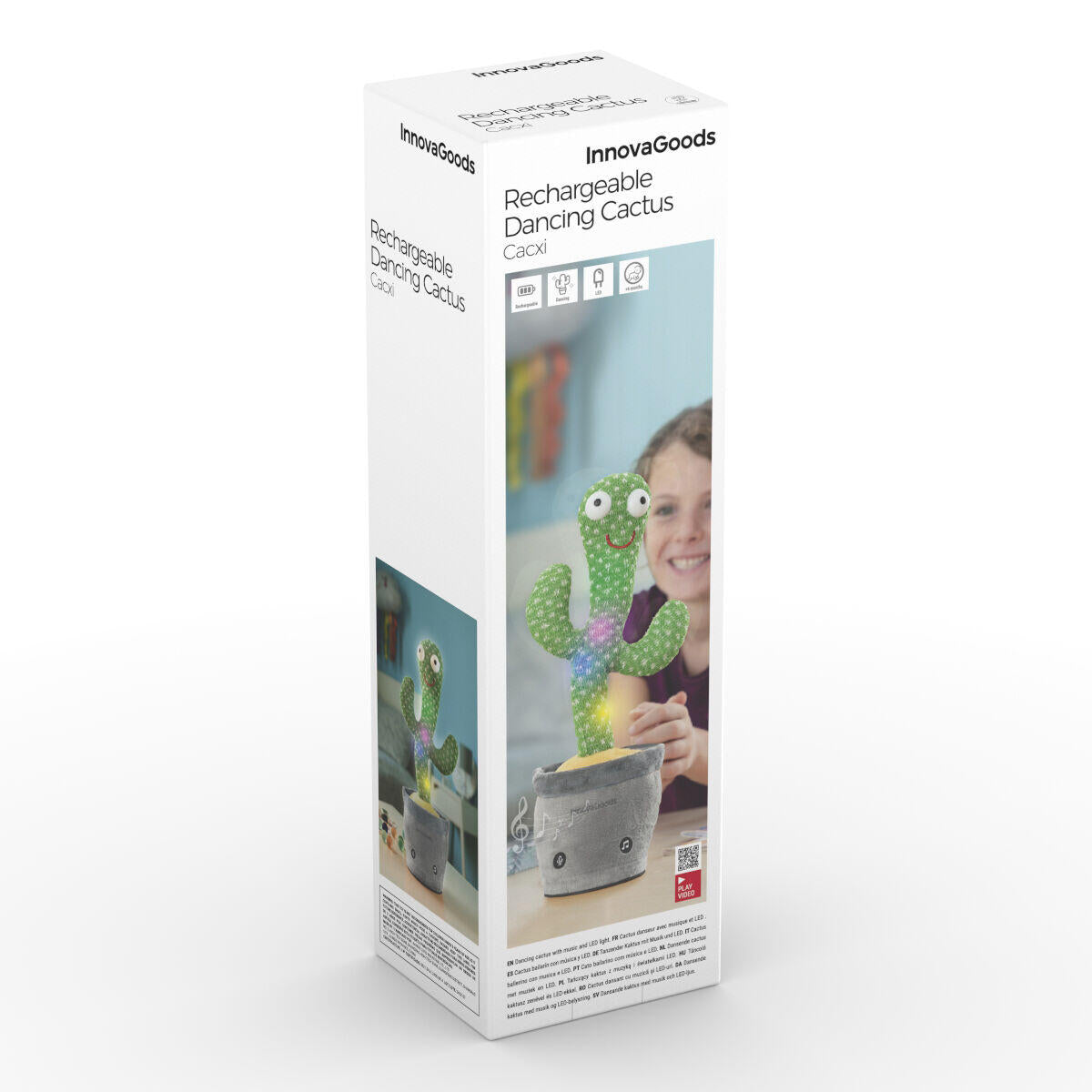 CACTUS BAILARÍN Y PARLANCHÍN RECARGABLE CON MÚSICA Y LED MULTICOLOR Innovagoods
