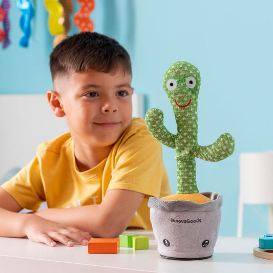 CACTUS BAILARÍN Y PARLANCHÍN RECARGABLE CON MÚSICA Y LED MULTICOLOR Innovagoods